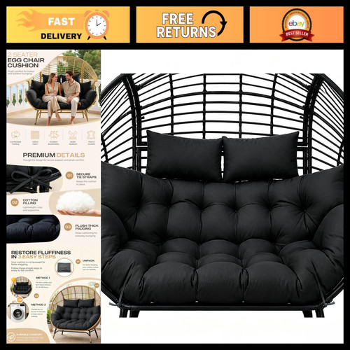 Black double egg chair - black,